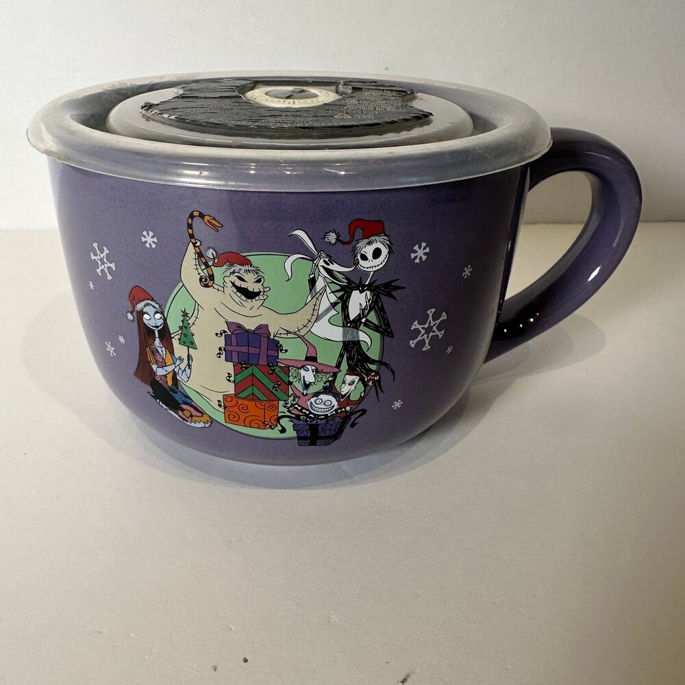 Nightmare Before Christmas 24 oz Vented Soup Mug Purple Holiday Collectible
